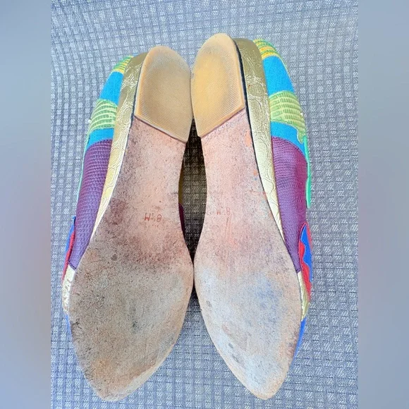 Vtg 80’s Beverly Feldman Women’s 8.5 Leather Wedge Flats Southwest Cowboy Desert - Picture 10 of 11